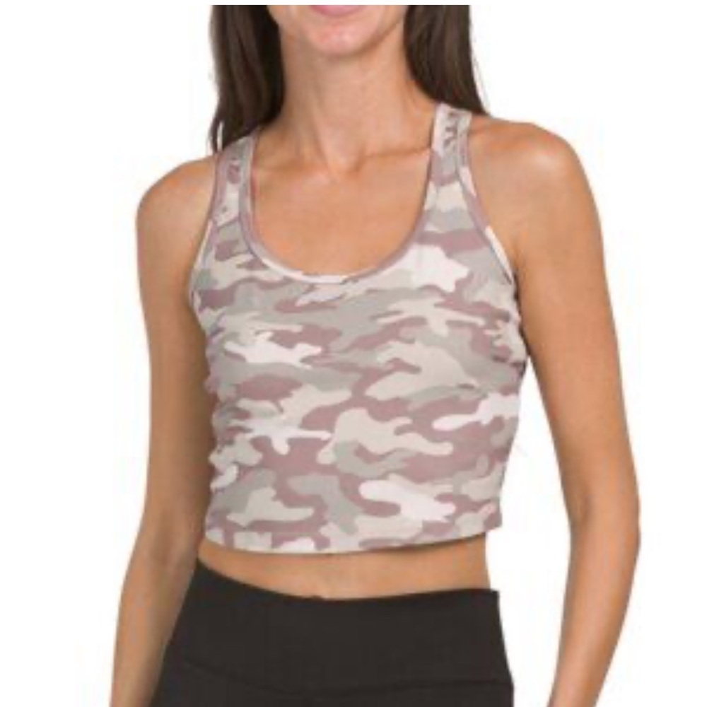Calvin Klein Performance Beige Camo Tank Top Active Crop Tee - Size L